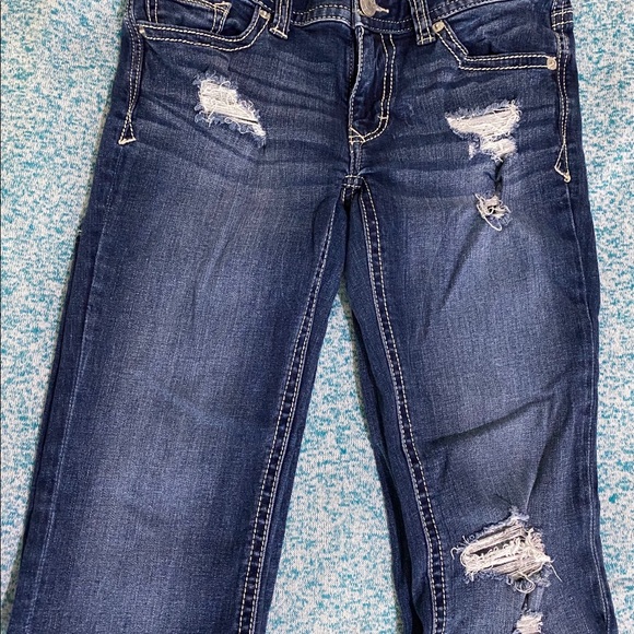 Express Distressed Bootcut Jean Denim Blue Size 4 - Picture 4 of 5